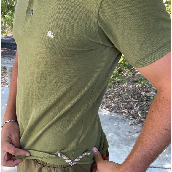 BURBERRY LONDON NOVA PLAID CHECK EN POLO SHIRT SLIM FIT SOLDIER GREEN ARMY OLIVE - Picture 16 of 16